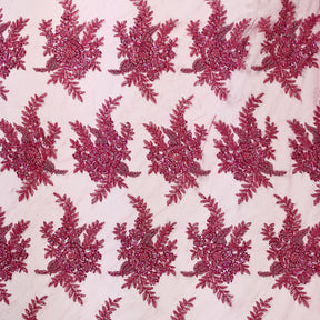Floral Bridal Lace Beaded Fabric SV577488 Fuchsia 1