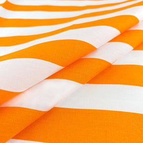 Striped Printed Cotton Poplin Fabric SV577441 White/Orange 2