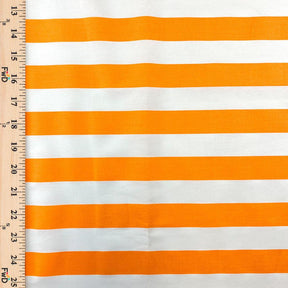Striped Printed Cotton Poplin Fabric SV577441 White/Orange 3